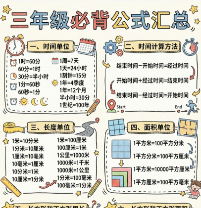 【2026春新版】三年级必备公式汇总【高彩板】