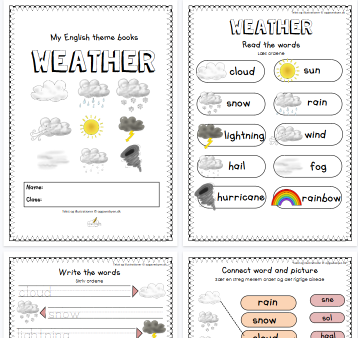 【8页高清彩色版】weather【完整可直接打印】认知主题词汇练习纸