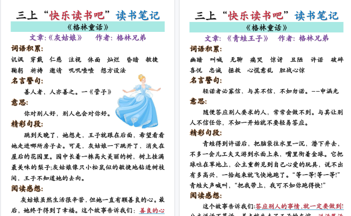 【35页高清完整版】三上语文快乐读书吧读书笔记+知识点
