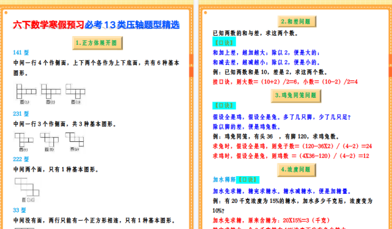 【2026寒假8页】六下数学寒假预习必考13类压轴题型精选
