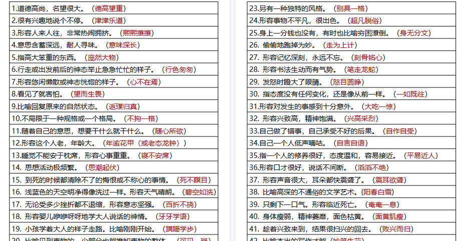 六年级上册语文根据意思写成语