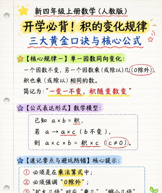 【5页完整版】26秋逼疯四年级！积的变化规律一字之差扣光10分