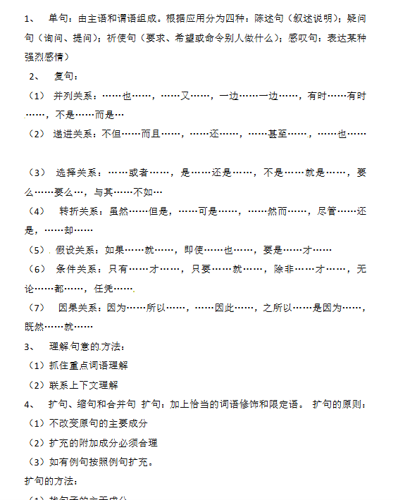 【3页新版】小升初语文知识点汇编- 句子7通用版本【高清完整版】