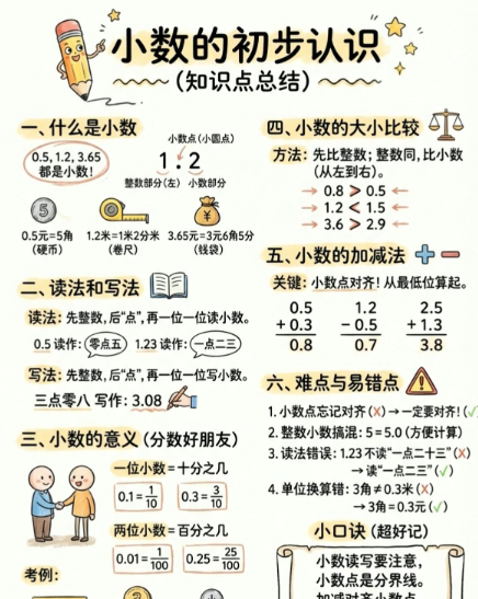 【2026春新版】三年级下册小数初步认识【高彩板】