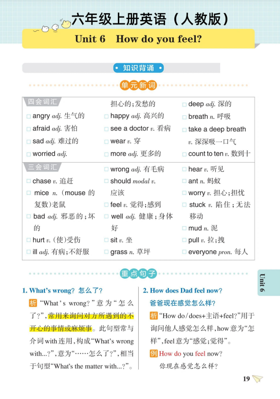 6页!六年级上册英语Unit6知识点汇总(人教版)