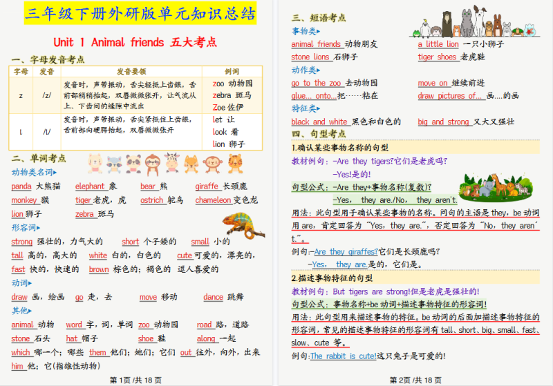 26春三下册外研版英语：知识点背记【高清完整版】