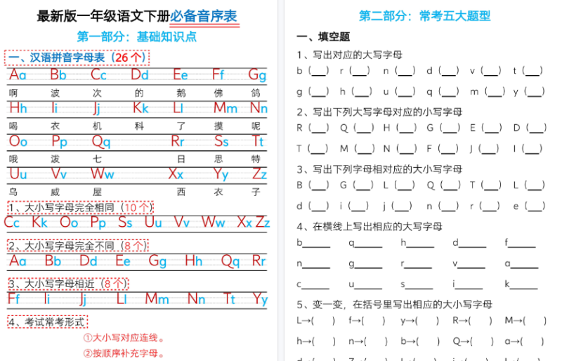 【2026春11页完整版】最新一年级语文下册必备音序表