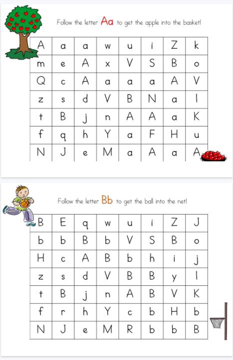 【最新高清版】3-5_letter_maze，字母路径迷宫 26页PDF电子版可打印，百度网盘下载 逻辑迷宫 亲子游戏【无水印】