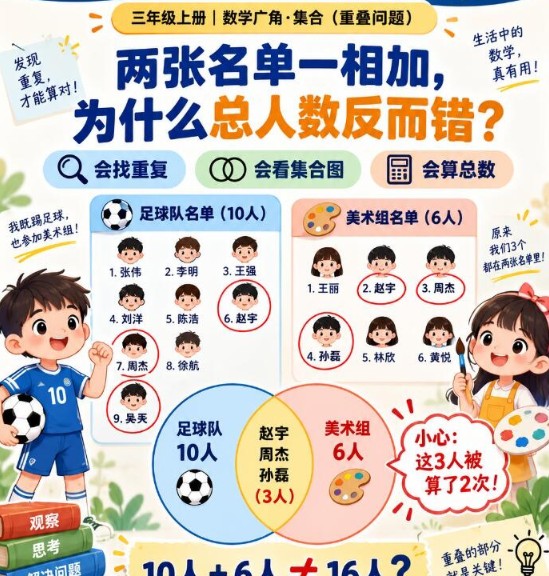 【8页高彩版】26秋三上数学集合重叠题,一组理清