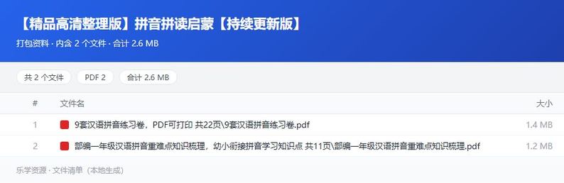 资料文件清单