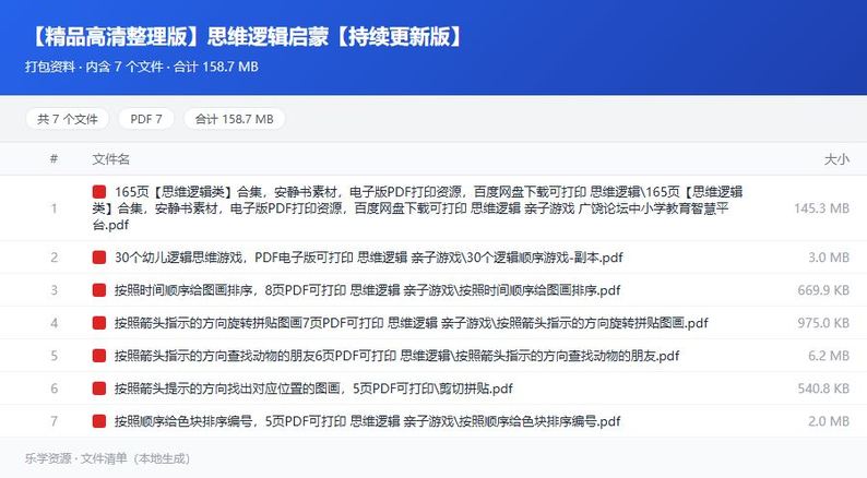 资料文件清单