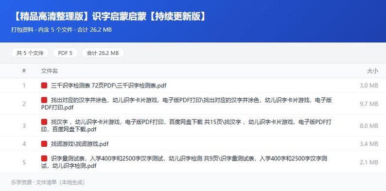 资料文件清单