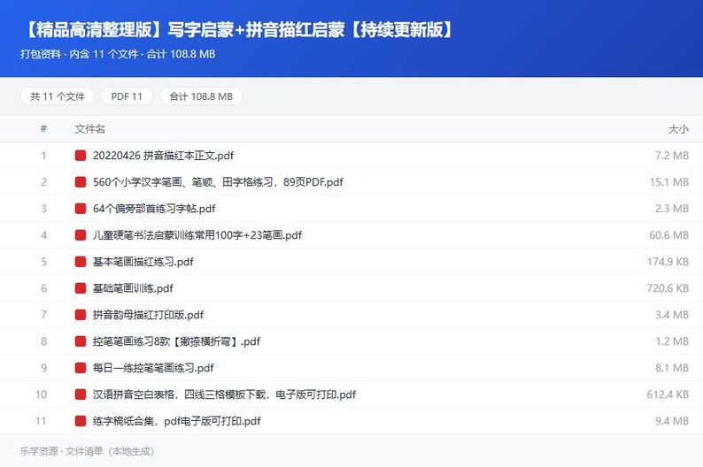 资料文件清单