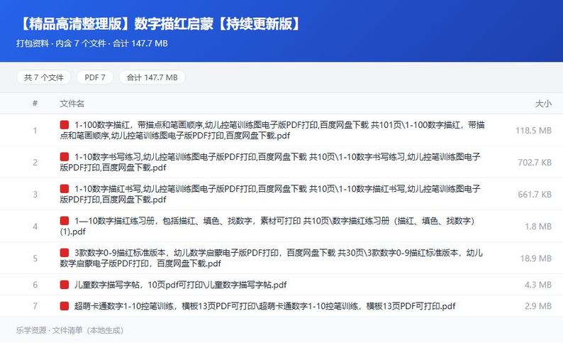 资料文件清单