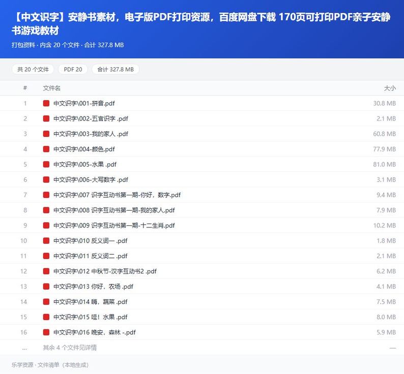 资料文件清单