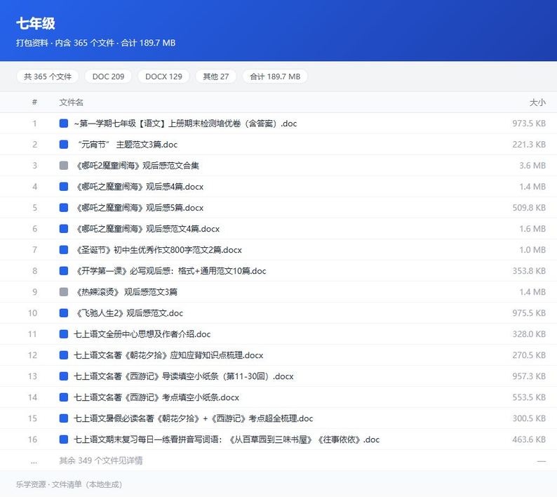 资料文件清单