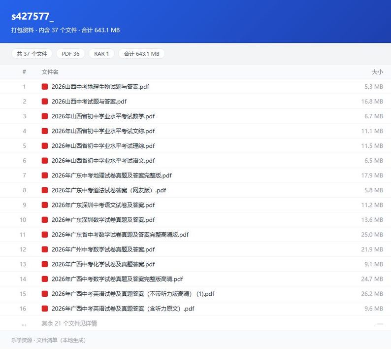 资料文件清单